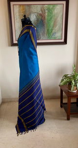 NEELA – TWO SHADES OF BLUE KANJIVARAM SILK WITH FLORAL ACCENTS