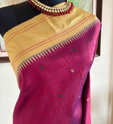 PUNNYA – RICH MAROON KANJIVARAM SILK WITH BEIGE CONTRASTS