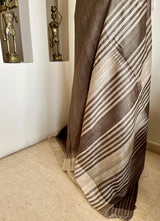 TARAKSHI – CLASSIC TUSSAR SILK WITH UNDERSTATED TEMPLE MOTIFS
