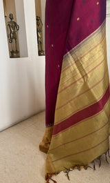 PUNNYA – RICH MAROON KANJIVARAM SILK WITH BEIGE CONTRASTS