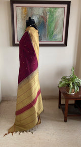 PUNNYA – RICH MAROON KANJIVARAM SILK WITH BEIGE CONTRASTS