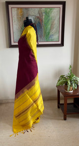 NARAYANI – DEEP MAROON KANJIVARAM WITH STRIKING YELLOW CONTRASTS