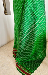 UTHAMI – GREEN CHECKED KANJIVARAM WITH MAROON CONTRAST
