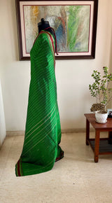 UTHAMI – GREEN CHECKED KANJIVARAM WITH MAROON CONTRAST