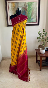 PRAGATHI – YELLOW KANJIVARAM WITH PAISLEY BLOCKS