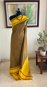 PRAMAYI – GREENISH GOLD KANJIVARAM WITH RUDRAKSHA BORDER