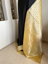 MRIDANI – BLACK POCHAMPALLY SILK WITH TINY IKKAT LINES