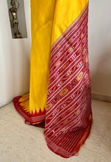 SUNETRA – KHANDUA SILK IN SUNSHINE YELLOW WITH RED AANCHAL