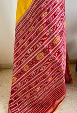 SUNETRA – KHANDUA SILK IN SUNSHINE YELLOW WITH RED AANCHAL