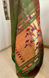 MRIDUSHI – SHOT GREEN PAITHANI WITH NARALI BORDER