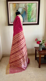 SUCHI – PINK KHANDUA WITH DIAMOND FLORALS AND BANDHA ANCHAL