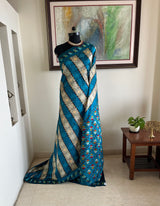 REVIKA- BLUE POCHAMPALLY WITH BOLD CHECKS AND IKAT DETAILS