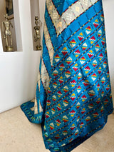 REVIKA- BLUE POCHAMPALLY WITH BOLD CHECKS AND IKAT DETAILS