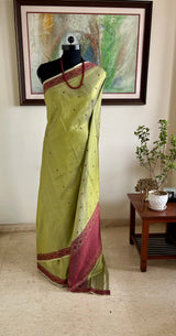 KRIPA – GREEN KANJIVARAM WITH MAROON FLORAL MOTIFS