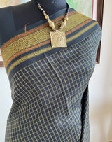 MEYNILA – BLACK AND GREEN CHECKED KANJIVARAM