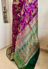 UDIPTI- RANGKAT BANARASI WITH FLOWING IKKAT AND ZARI FLORALS
