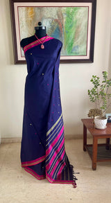 KRITHINI – NAVY KANJIVARAM WITH PINK PEACOCK MOTIFS