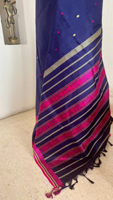 KRITHINI – NAVY KANJIVARAM WITH PINK PEACOCK MOTIFS