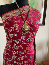 BHANVI- BANARASI SATIN SILK SAREE IN RICH MAROON WITH GOLD ZARI