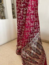 BHANVI- BANARASI SATIN SILK SAREE IN RICH MAROON WITH GOLD ZARI