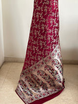 BHANVI- BANARASI SATIN SILK SAREE IN RICH MAROON WITH GOLD ZARI