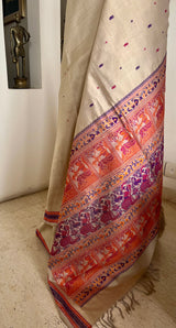 AMAHIRA – OFF-WHITE KANJIVARAM SILK WITH STORYTELLING AANCHAL