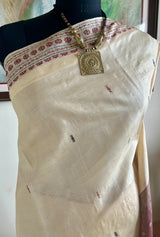 SUBHA – CREAM KANJIVARAM WITH CHOCOLATE BROWN FLORAL MOTIFS