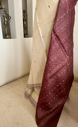 SUBHA – CREAM KANJIVARAM WITH CHOCOLATE BROWN FLORAL MOTIFS