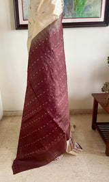 SUBHA – CREAM KANJIVARAM WITH CHOCOLATE BROWN FLORAL MOTIFS
