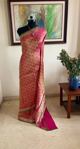 SHAZMEEN – MAGENTA TANCHOI BANARASI WITH SILVER ZARI