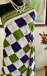 PRADITA- PUTAPAKKA IKKAT WITH FLORAL SQUARES AND LAYERED ZARI