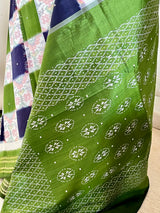 PRADITA- PUTAPAKKA IKKAT WITH FLORAL SQUARES AND LAYERED ZARI