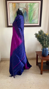 DEVAHUTI – MAGENTA KANJIVARAM WITH LAYERED NAVY BORDER