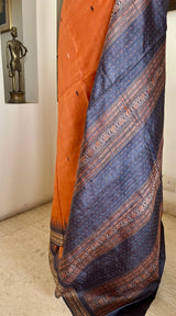 DEVYASHI – ORANGE SONEPURI BOMKAI WITH GREY TEMPLE CONTRAST