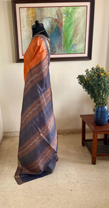 DEVYASHI – ORANGE SONEPURI BOMKAI WITH GREY TEMPLE CONTRAST