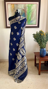 DWAITA – NAVY BALUCHARI WITH WOVEN MYTHOLOGICAL TALES