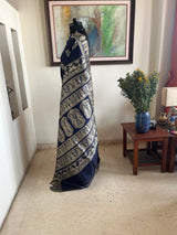 DWAITA – NAVY BALUCHARI WITH WOVEN MYTHOLOGICAL TALES
