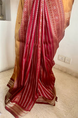 KALABATI — MUSTARD GOLD PATLI BOMKAI WITH MAROON CONTRAST