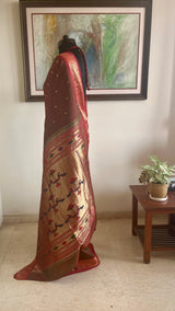 ROCHANA – SHOT BROWN PAITHANI WITH MOR KUNDA AANCHAL