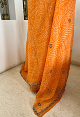 PRASHI- VIBRANT ORANGE BANDHANI GEORGETTE WITH EMBROIDERY AND SEQUINS