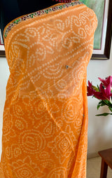 PRASHI- VIBRANT ORANGE BANDHANI GEORGETTE WITH EMBROIDERY AND SEQUINS