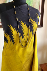 AATHIRAI – GREENISH GOLD KANJIVARAM WITH BLACK TEMPLE MOTIFS