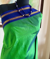 MADHUMAI – SEA GREEN KANJIVARAM WITH NAVY ZARI ELEGANCE