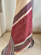 PRABHAVI - CREAM PURE TUSSAR SILK SAREE WITH FLORAL PALLU