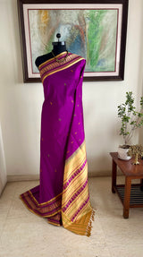 ANAIYA - MAGENTA KANJIVARAM SILK SAREE WITH MAIDEN MOTIFS