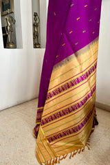ANAIYA - MAGENTA KANJIVARAM SILK SAREE WITH MAIDEN MOTIFS