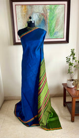 ANARGHYA - BLUE KANJIVARAM WITH PEACOCK MOTFIS AS BORDER