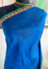 ANARGHYA - BLUE KANJIVARAM WITH PEACOCK MOTFIS AS BORDER