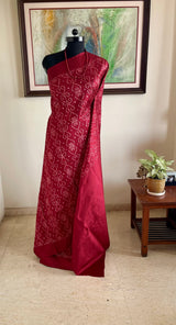 ROHITA – CRIMSON RED POCHAMPALLY WITH INTRICATE IKKAT MOTIFS