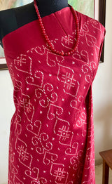 ROHITA – CRIMSON RED POCHAMPALLY WITH INTRICATE IKKAT MOTIFS